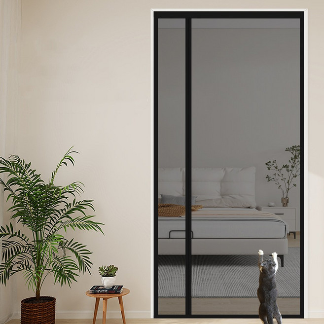 폴라도레 찢어지지 않는 사이드 도어 방충망 현관 자석 찍찍이 모기장, 3번 - 블랙(유리섬유망)