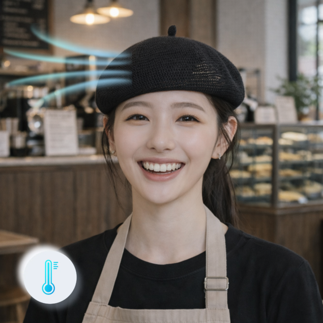 리커버스 시원한 베레모 바리스타 카페 작업모자 위생