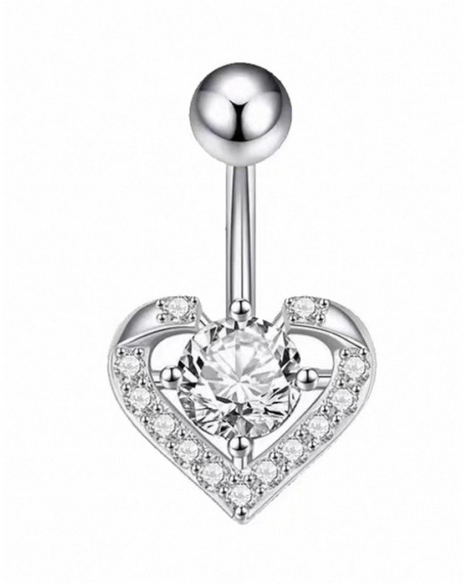 CoolGirlHOTGirl 鏤空愛心肚臍環 醫療鋼肚臍釘, 1個