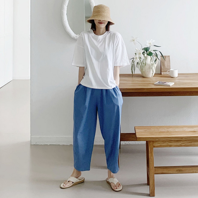 애플망고옷장 오버핏 9부 936 동가 여름 면긴팬츠