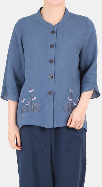 만덕몰 여성 린넨 7부 라운드 난초 저고리바지 세트 생활한복