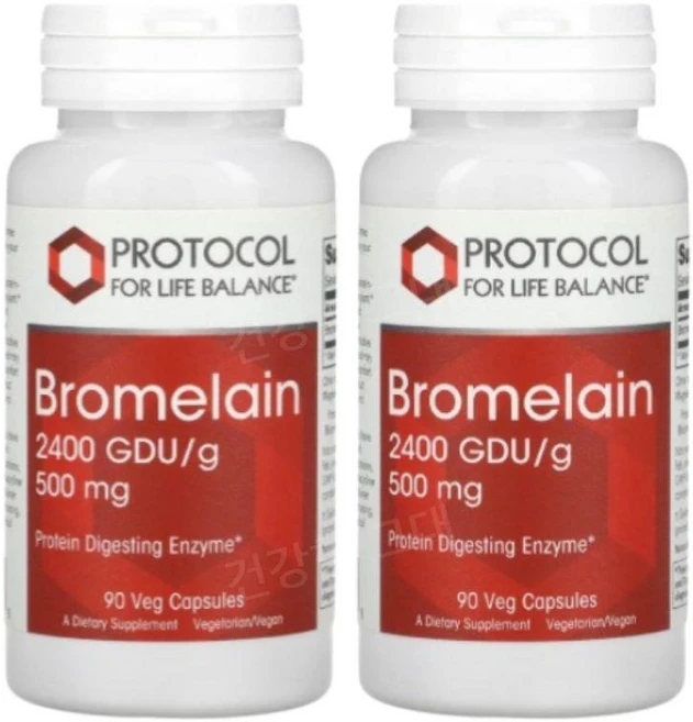 프로토콜 브로멜라인 브로멜라민 500mg 90캡슐 2병 브로멜린 Bromelain, 90정 - 쿠팡