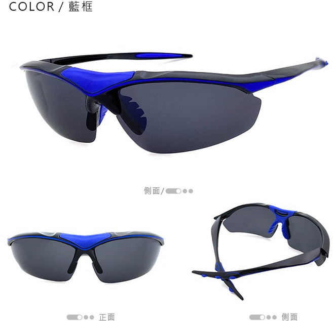 SUNS 偏光太陽眼鏡 抗UV400 戶外騎行跑步眼鏡 防滑設計, 藍框, 1個