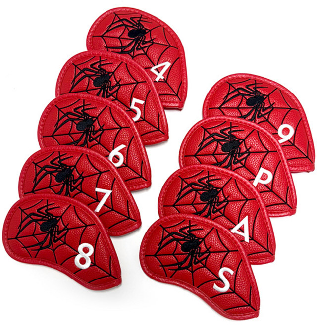 스포틴 스파이더 골프 채 아이언 헤드 커버 9종 세트 (레드), 1개