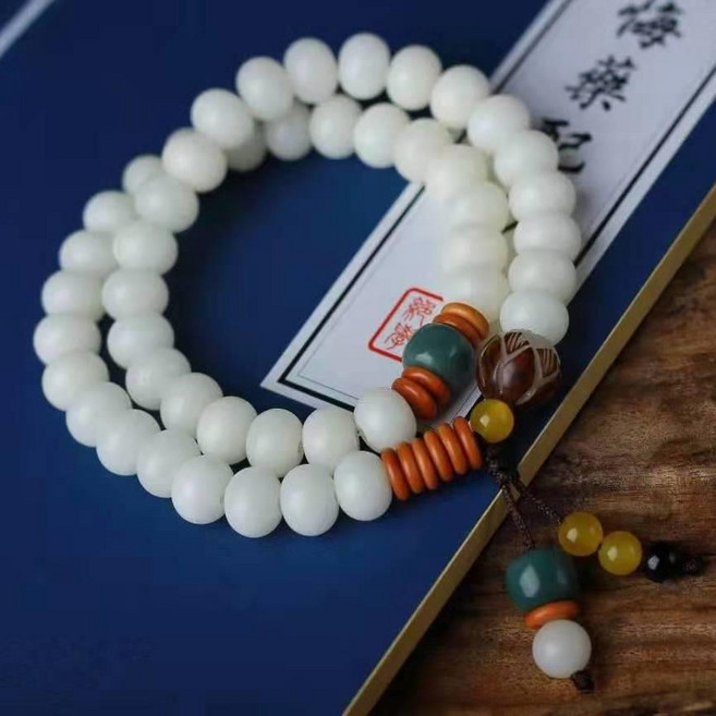 菩提根 108 顆粒 佛珠 手串, 1個, 款式九雙圈,6*8MM(適合女性)