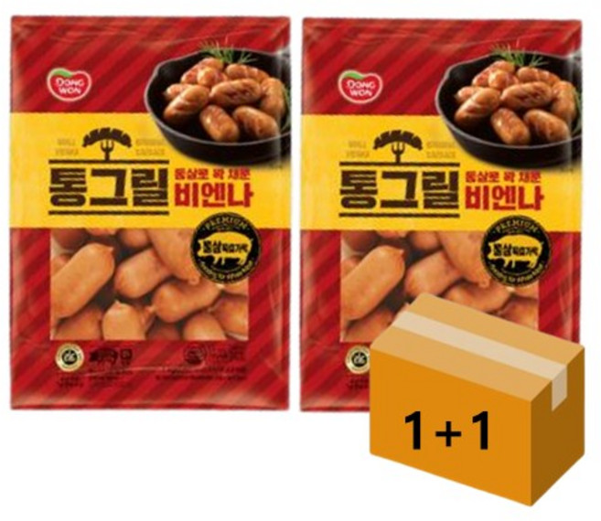 동원 통그릴 비엔나 소시지 1kg 통소세지 그릴소세지, 4개
