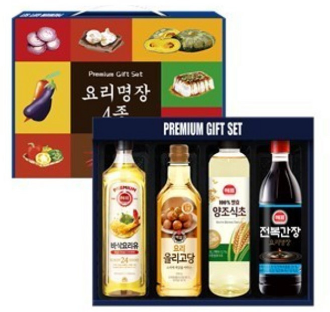 해표 백설 요리명장 바삭요리유 올리고당 양조식초 전복간장 명절 선물세트, 1세트, 500ml