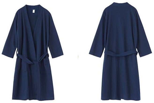 華夫格睡袍 男士 吸水速乾 薄款加長 居家 飯店