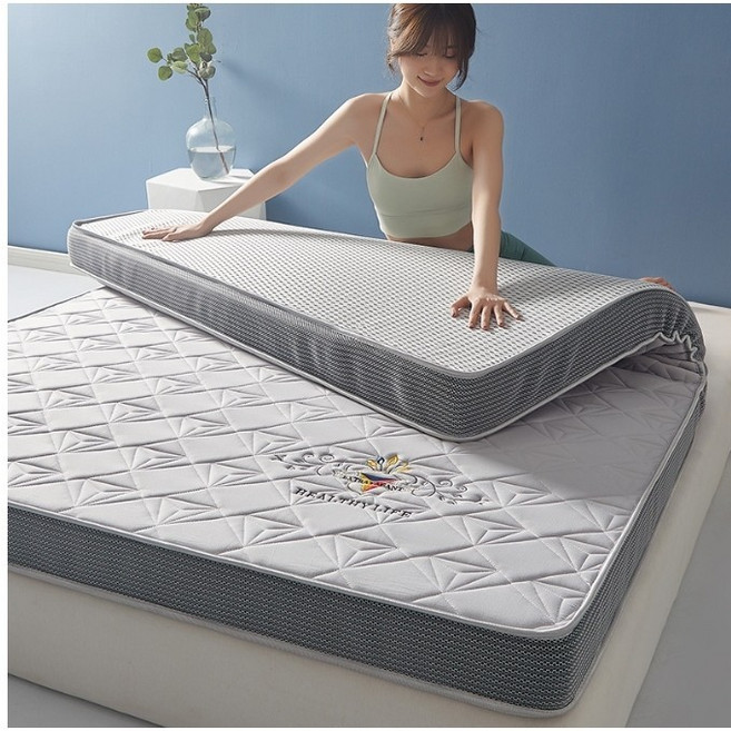 FOCUS ON SLEEP 乳膠記憶海綿床墊 學生宿舍榻榻米墊 鑽石灰 厚度10cm 150x190cm A類標準親膚面料 護腰護脊不塌陷 方便收納, 鑽石灰-厚度10cm【抗菌除蟎 拒絕塌陷,150*190cm【有長度200下標備注