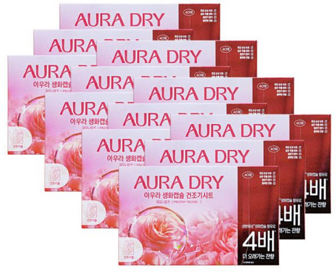 엘지 아우라 드라이시트 생화캡슐 건조기시트 피오니 로즈향 40매 12개 섬유유연제