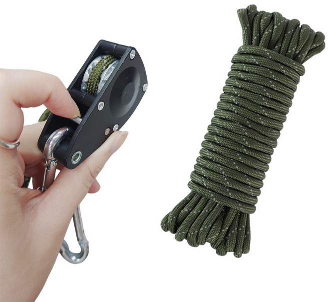 Thee House 軍規15芯反光傘繩 登山露營輔助繩, 10米繩子加調節扣