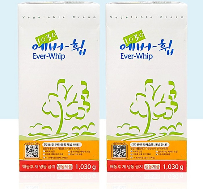 [아이스박스포장] 쿠킹스토리 에버휩F 생크림 1000ml, 1.03kg, 2개