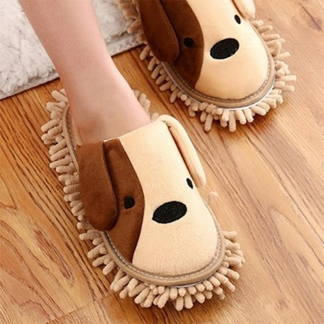 극세사 청소슬리퍼 탈부착 걸레슬리퍼 브라운 핑크, 1개