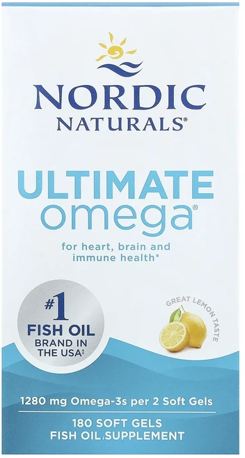 Nordic Naturals Ultimate Omega 레몬 1280mg 소프트젤 180정(소프트젤당 640mg), 1개, 180정 - 쿠팡