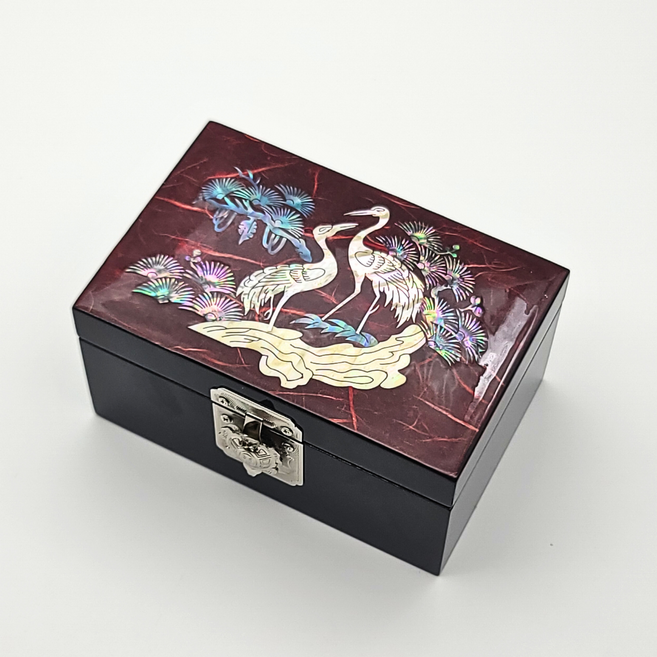 한국민예사 나전칠기 자개 한지 직사각 보석함 돌반지 보관함 악세사리함 한국 전통기념품 외국인 선물, 01 송학