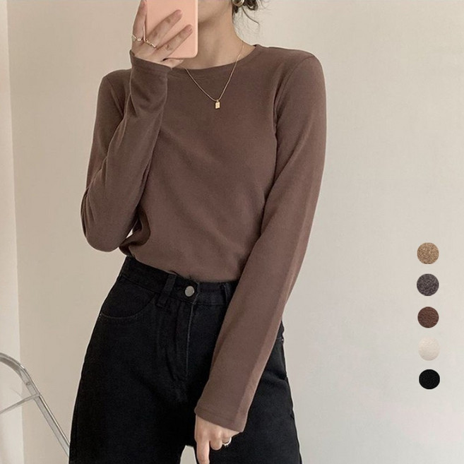 여성 겨울이너 도톰한 피치기모티셔츠