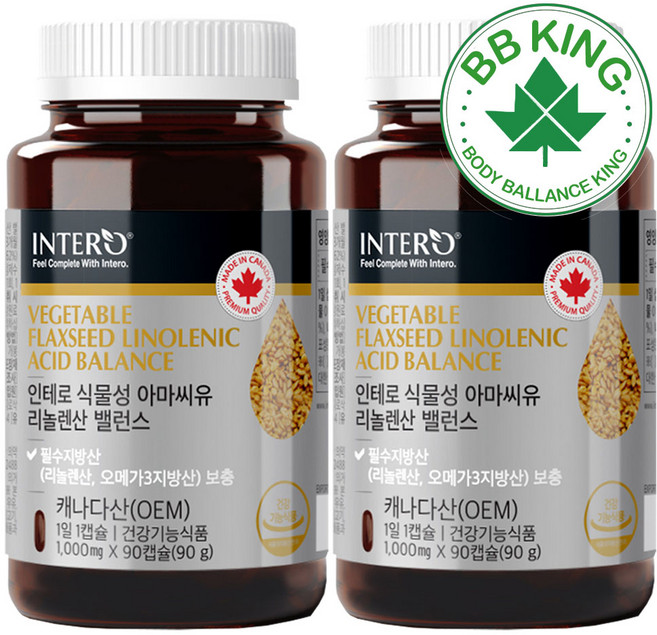 인테로 식물성 아마씨유 리놀렌산 90g, 2개, 90정