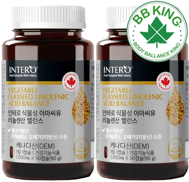 인테로 식물성 아마씨유 리놀렌산 90g, 2개, 90정 - 쿠팡