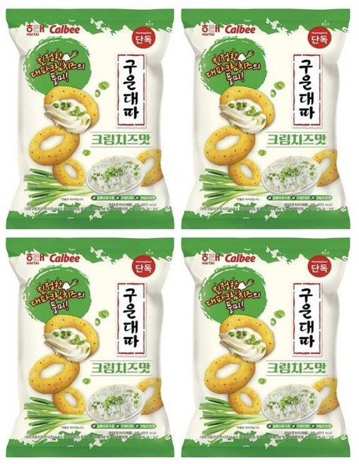 해태 구운대파 크림치즈맛 (사탕증정), 110g, 4개