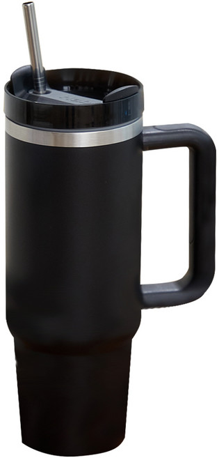 스테인리스 보온 보냉 사무실 차량용 대용량 빨대 텀블러, 887ml, 1개, Black