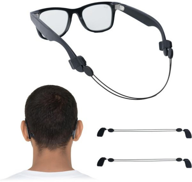 레이밴 메타 액세서리와 호환되는 RC스타일 하이블록스 2Pc 조절 안경 스트랩 테일 선글라스 없음 스마트 글래스용 끈 홀더15인치 검은색