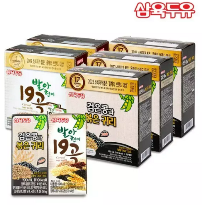 삼육 검은콩과 볶은귀리 190ml x 48팩 + 발아현미19곡 190ml x 32팩 총 80팩