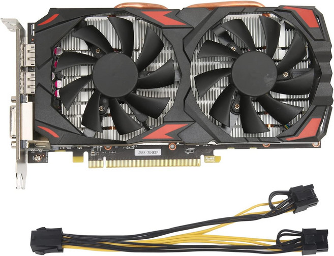 RX 580 그래픽 카드 8GB GDDR5 256비트 쿨링 팬 지원 PCI Express 3.0 게이밍 슬롯 홈 오피스용 액티브 컨트롤 프리즈 스톱