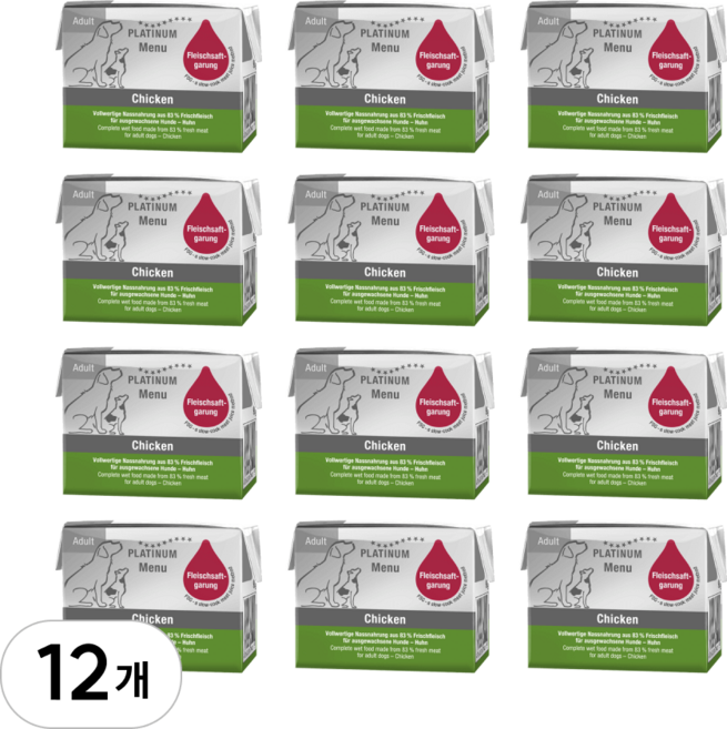 플래티넘 중대형견 전용 메뉴 이베리코 플러스 칠면조 습식사료 쿠킹메뉴팩, 닭, 90g, 12개