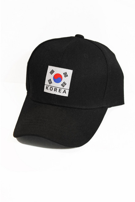 태극기 패치 포인트 남녀공용 볼캡 모자 (검정)