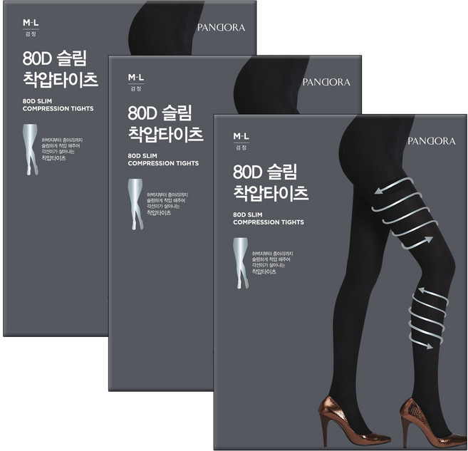 판도라by비비안 강력압박 80데니아 슬림 착압타이즈 3매