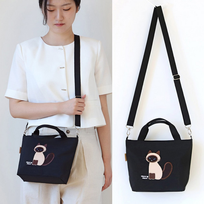미모양 예쁜 크로스 가방 고양이 자수 미니 에코백