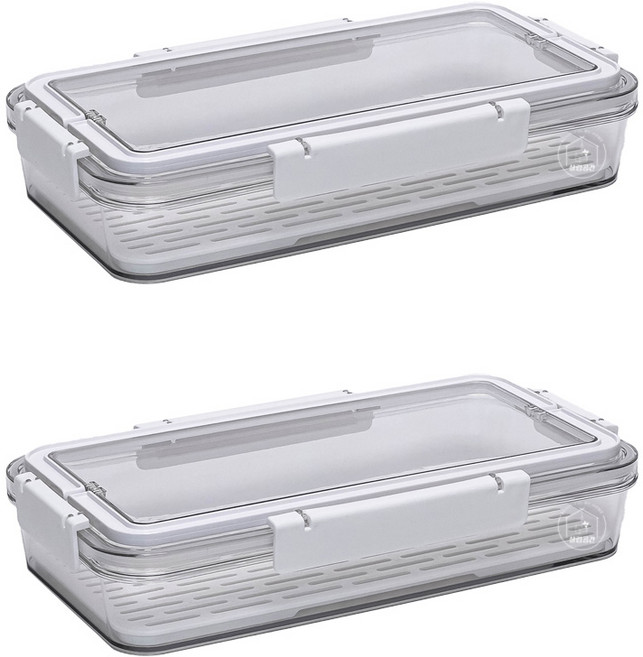 살림공간 채반용기 야채 보관 밀폐용기 냉장고 정리, 중형, 2개