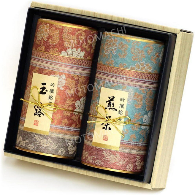 교토 리큐엔티 녹차 옥로 교쿠로 80g + 센차 80g 차 선물 세트, 1개