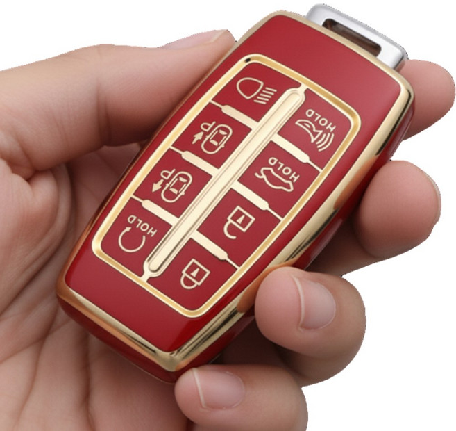 포스워백 제네시스 G70 G80 GV70 GV80 호환 스마트키 TPU 케이스, 8버튼, 빨강