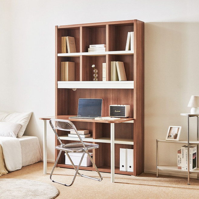 동서가구 프라임 LPM 독서실 책상 1200 정면책상 책장 세트 DF908134, 브라운화이트[18T]