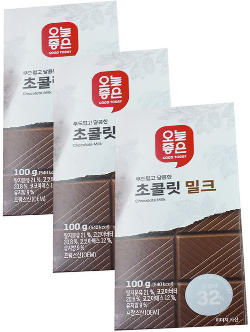 오늘좋은 밀크초콜릿, 100g, 3개