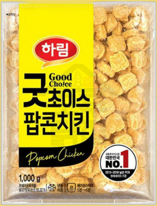 하림 굿초이스 팝콘치킨 1kg 대용량 콜팝 맥팝 고소한맛, 1개