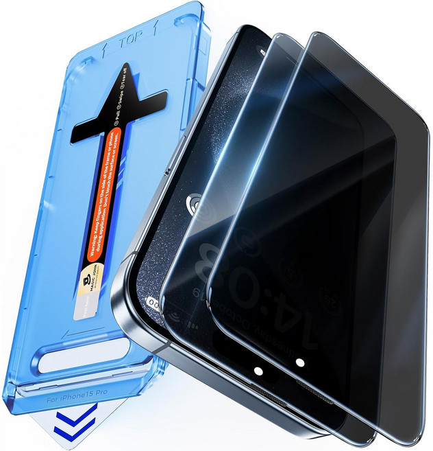 MAGIC JOHN 매직존 아이폰적용 사생활보호 프라이버시 휴대폰 액정필름 지문방지 먼지제거 풀커버+부착키트 2매입, 1세트