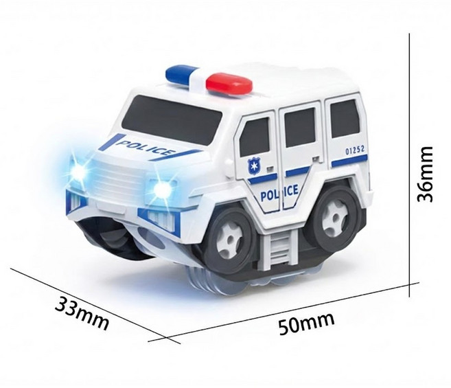 磁力軌道車 磁力車 積木 反重力磁吸火車 火車軌道組 軌道車 拼接軌道玩具 益智組裝玩具, 1個, 發光版-警車