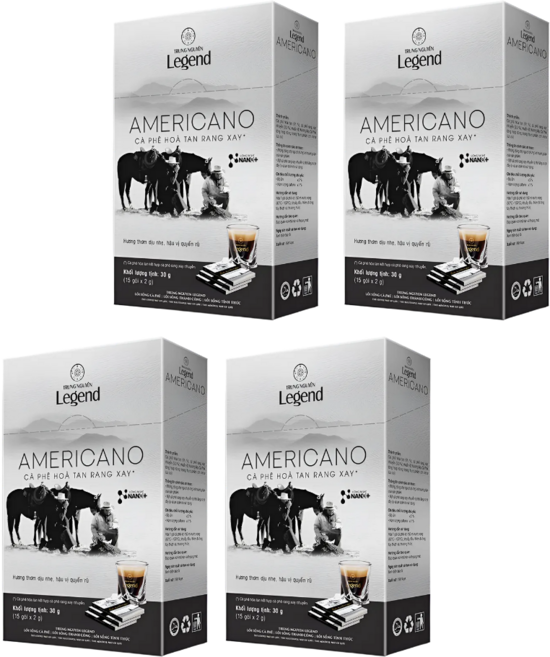 베트남 쭝웬 레전드 아메리카노 블랙 커피, 2g, 4박스, 15개입