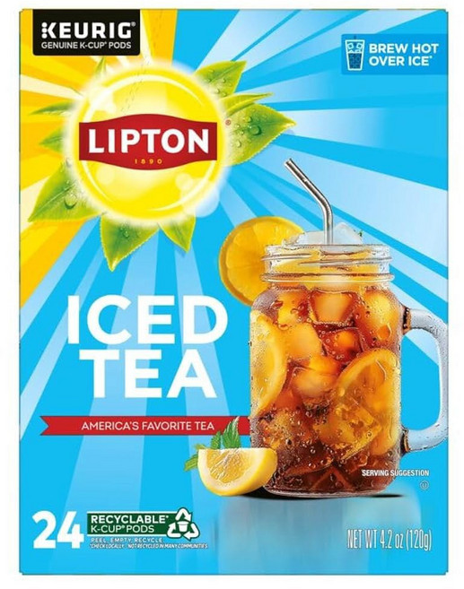 립톤 아이스티 K컵 무가당 블랙 아이스티 총 24개의 K컵 포드, 24 Count (Pack of 1), NEW, 1개
