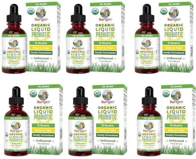 메리루스 오가닉스 유기농 액상 프로바이오틱스 유산균 4세이상 MARYRUTH'S Organics Liquid Probiotic for Ages 4+ | 2 Billion CFU, 6개, 60ml - 쿠팡