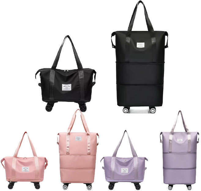 摺疊擴充旅行包, 粉色, 1個