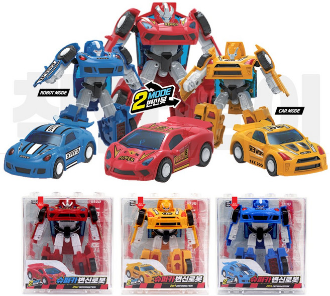 슈퍼카 변신로봇 블럭 케이스 미니카, 1개, 랜덤