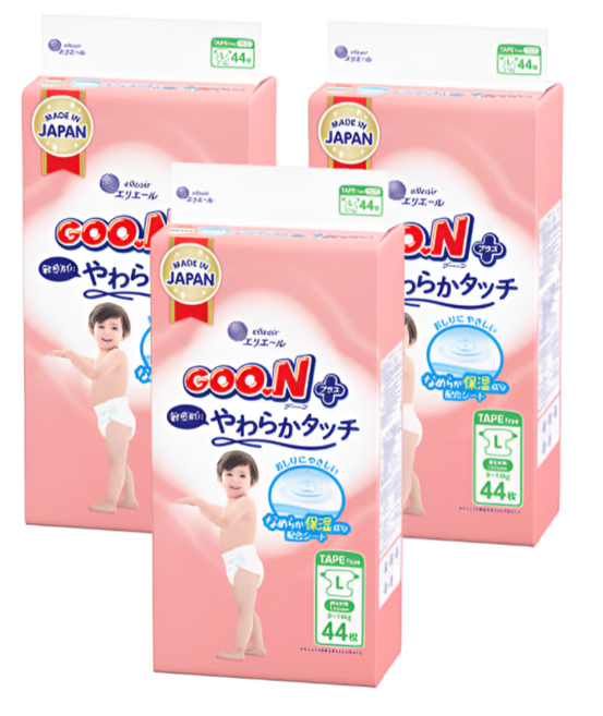 군 플러스 소프트터치 밴드형 기저귀, 대형(L), 132매