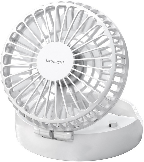 Toocki 휴대용 미니선풍기 무선 탁상용 선풍기 휴대용 접이식 2 in 1 선풍기, 화이트, 1개