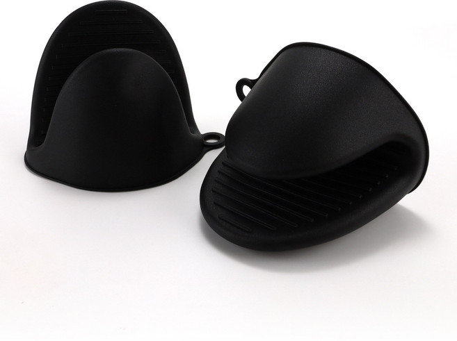 2개 베이킹장갑 미끄럼방지 단열장갑 오븐 레인지 에어프라이어 클립 SH1393, 1세트, 블랙