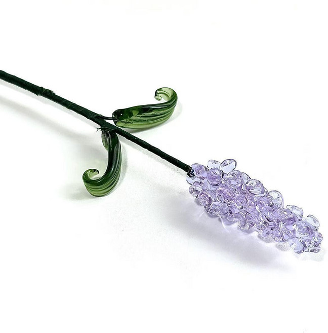 琉璃誕生花 桌面擺件 藝術品, 紫透色飛燕草