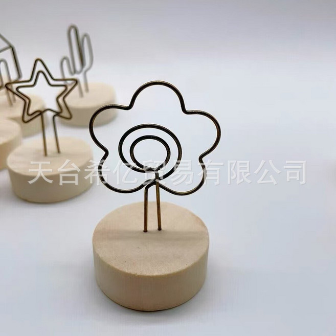 雨林薰舍 照片夾 留言便簽夾 立式夾子, 1個, 造型原木便簽夾子-花朵