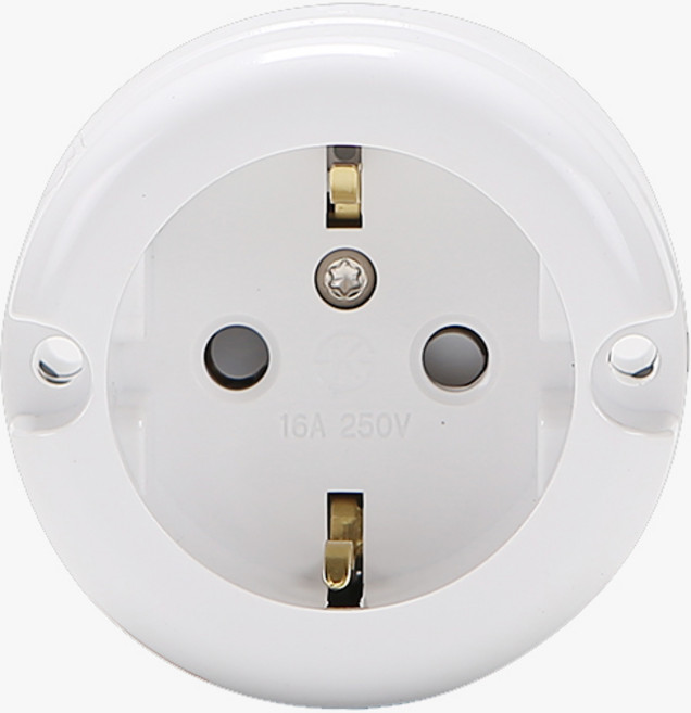 (하이 쿠팡) 접지 노출 1구 콘센트 단선 핀타입 국산 원형 화이트, 2개